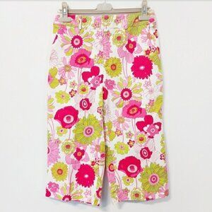 𝅺60'S VINTAGE HOT PINK&NEON GREEN FLORAL CAPRIS